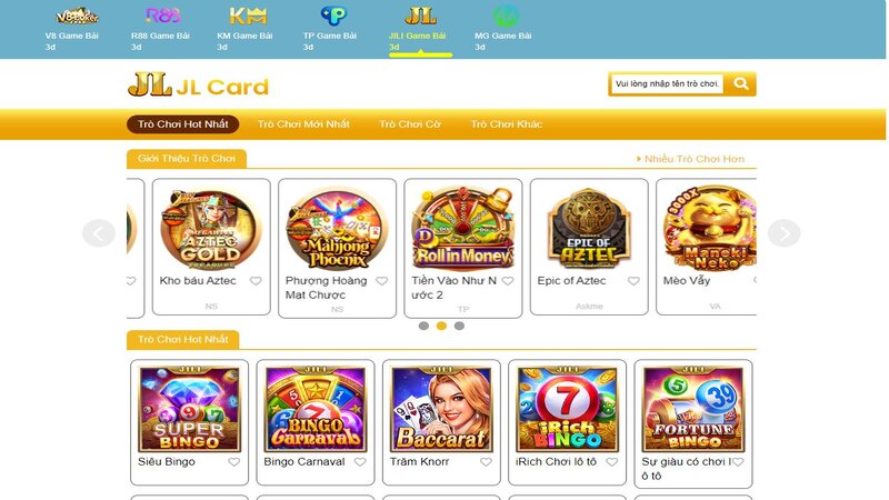 Sảnh game bài JL Gaming (JL) tại SHBET 