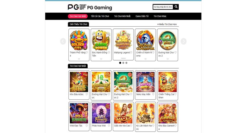 Kho game nổ hũ PG Gaming phong phú